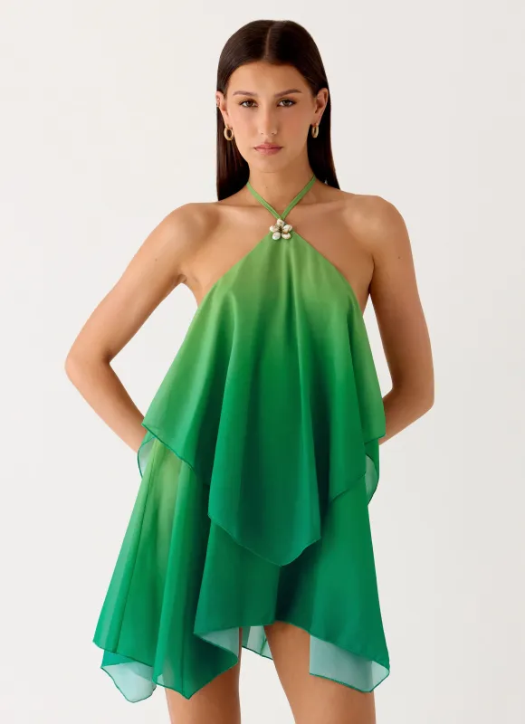 Twin Flame Mini Dress - Green Gradient sold by Peppermayo