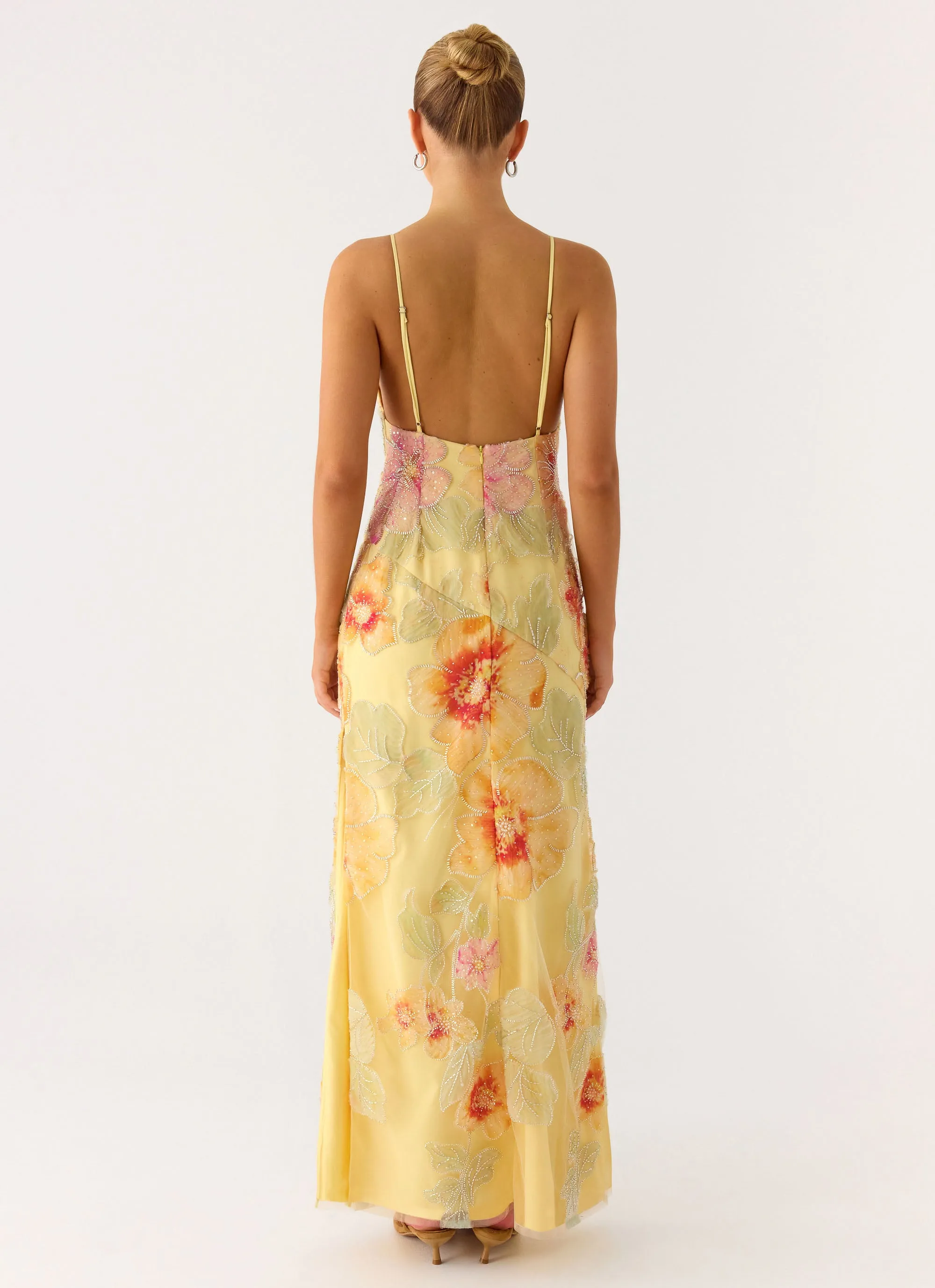 Morning Light Beaded Maxi Dress - Yellow Floral Beaded sold by Peppermayo product image thumbnail 2