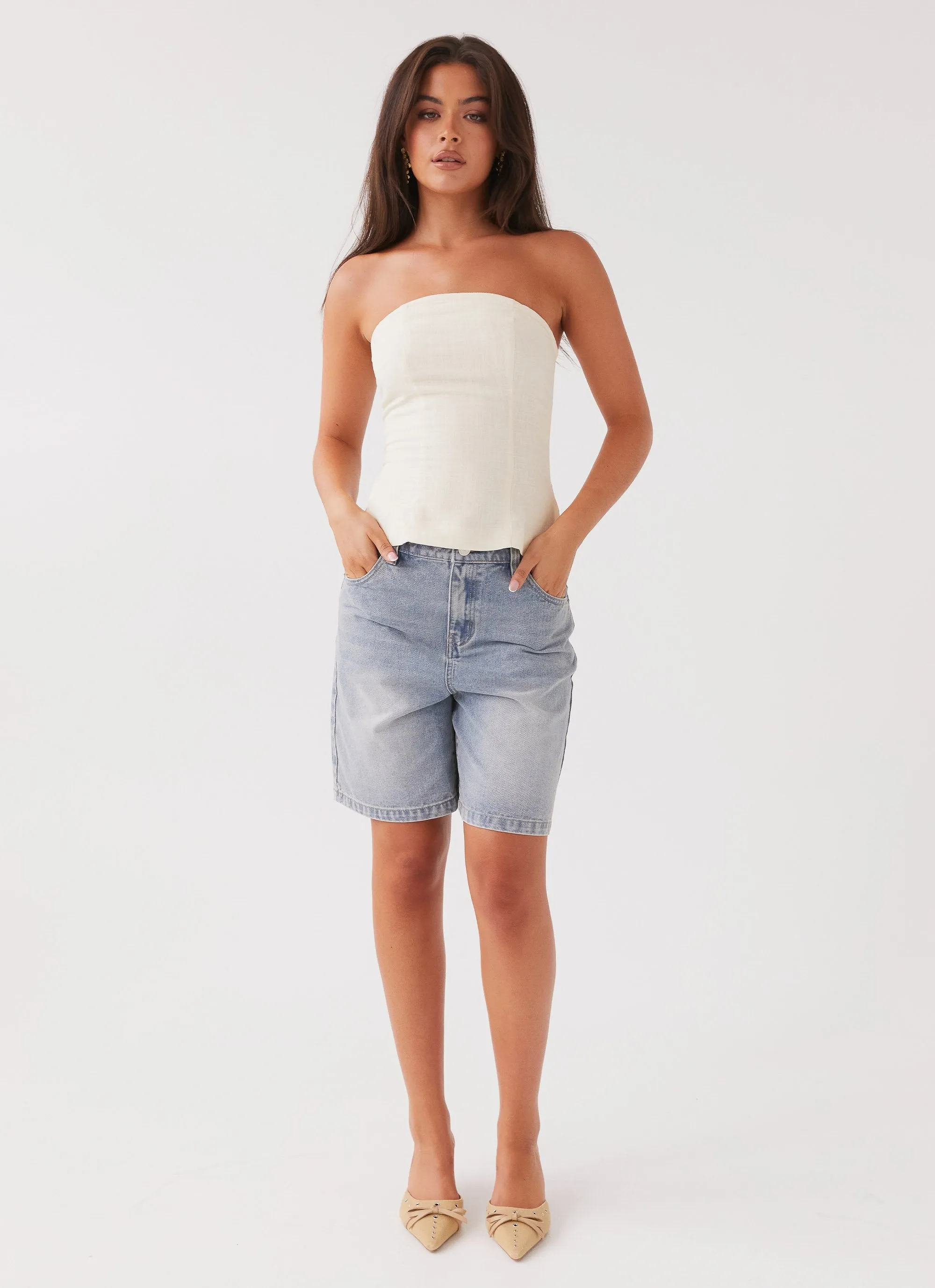 Stephanie Linen Tube Top - Ivory Cream sold by Peppermayo product image thumbnail 2
