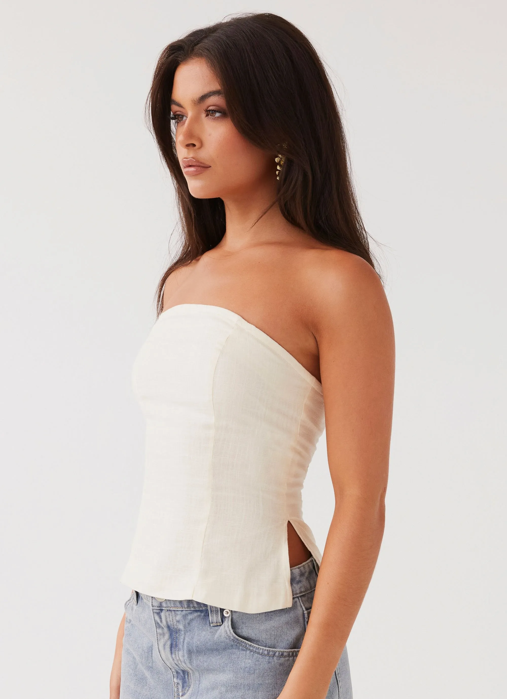 Stephanie Linen Tube Top - Ivory Cream sold by Peppermayo product image thumbnail 3