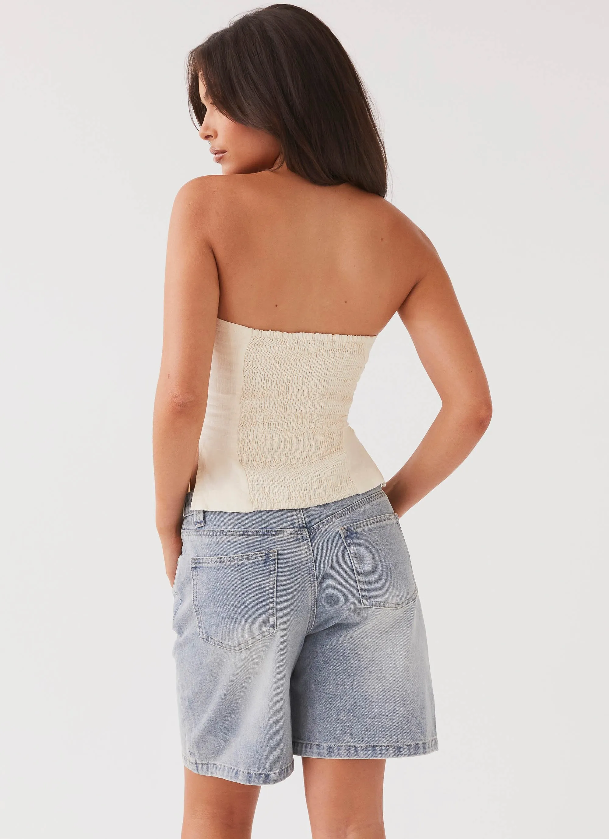 Stephanie Linen Tube Top - Ivory Cream sold by Peppermayo product image thumbnail 4