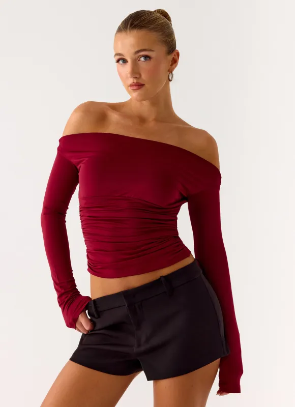 Reva Long Sleeve Top - Maroon sold by Peppermayo