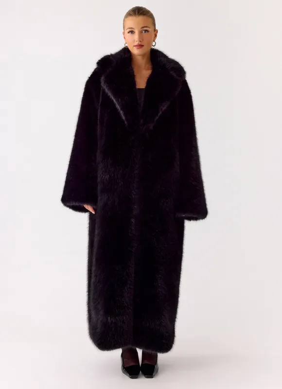 Kamil Fur Maxi Coat - Black sold by Peppermayo