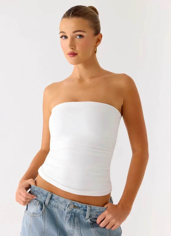 Adrienna Strapless Top - White sold by Peppermayo
