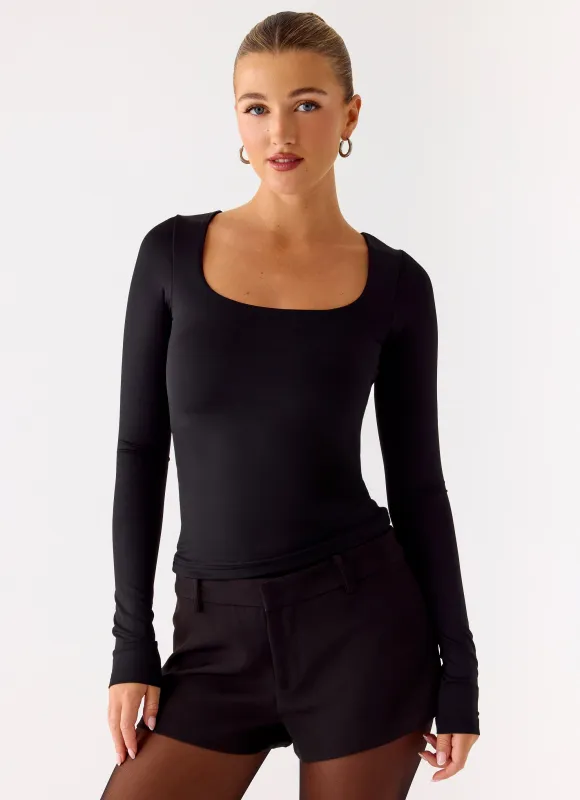 Kiely Long Sleeve Top - Black sold by Peppermayo