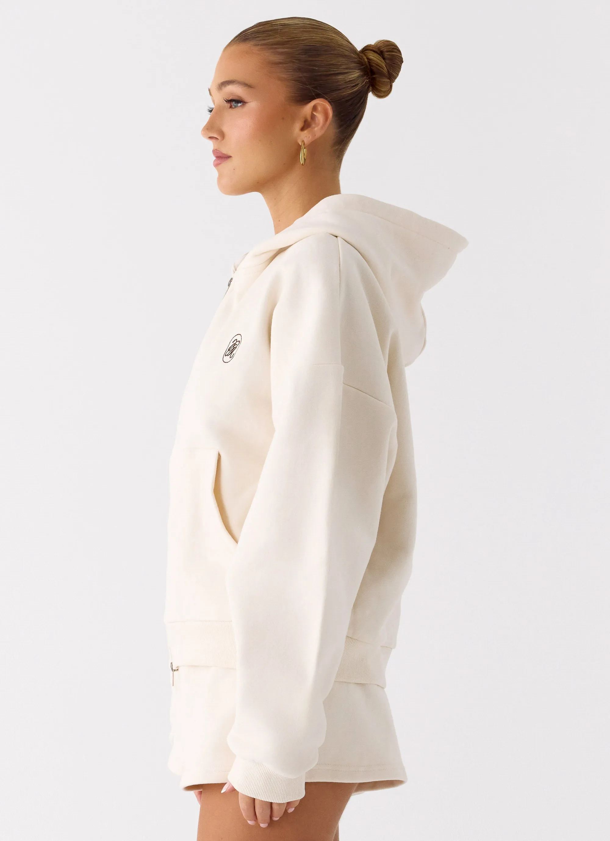 Signature Double Zip Up Hoodie - Cream sold by Peppermayo product image thumbnail 3