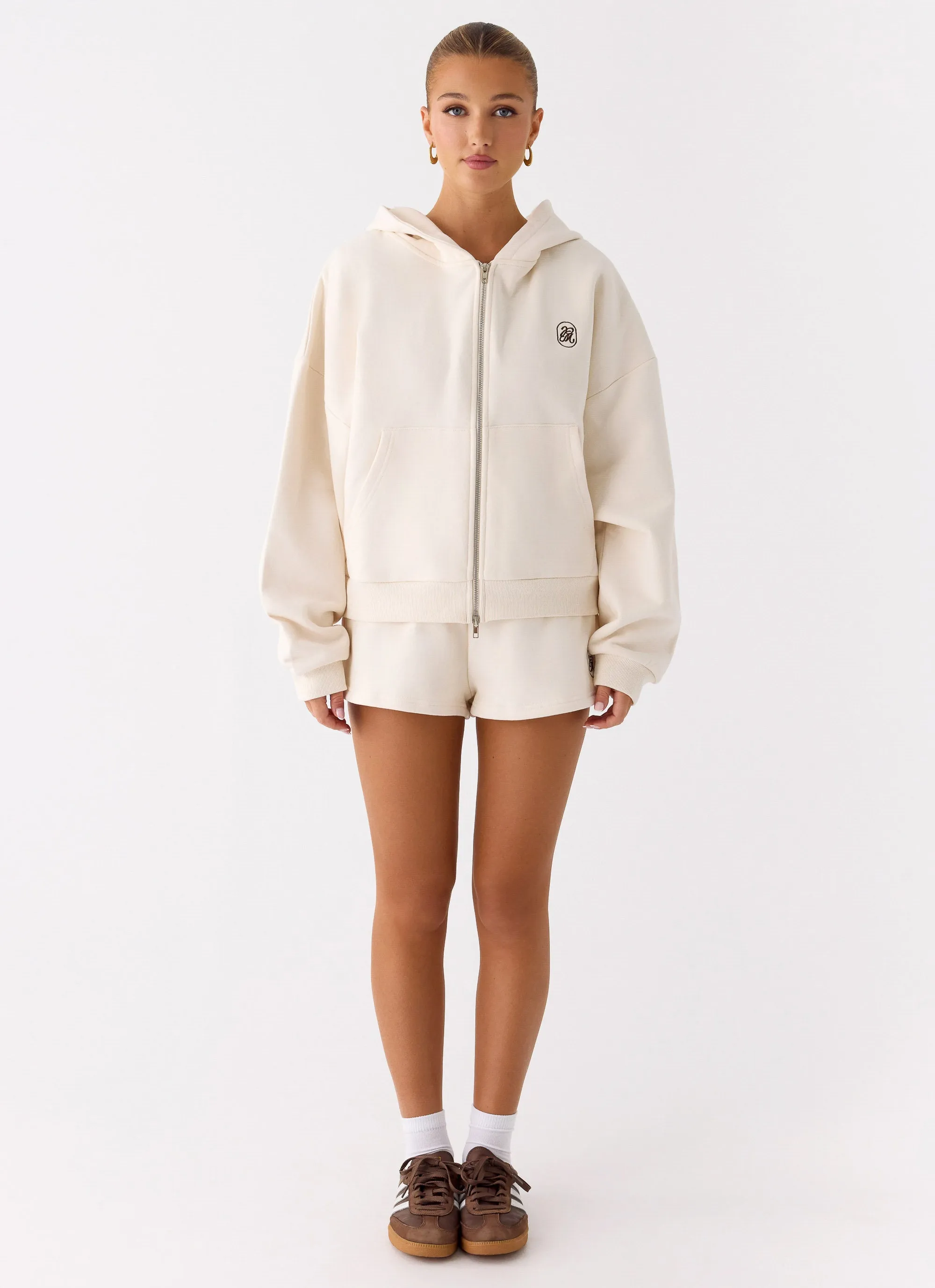 Signature Double Zip Up Hoodie - Cream sold by Peppermayo product image thumbnail 2