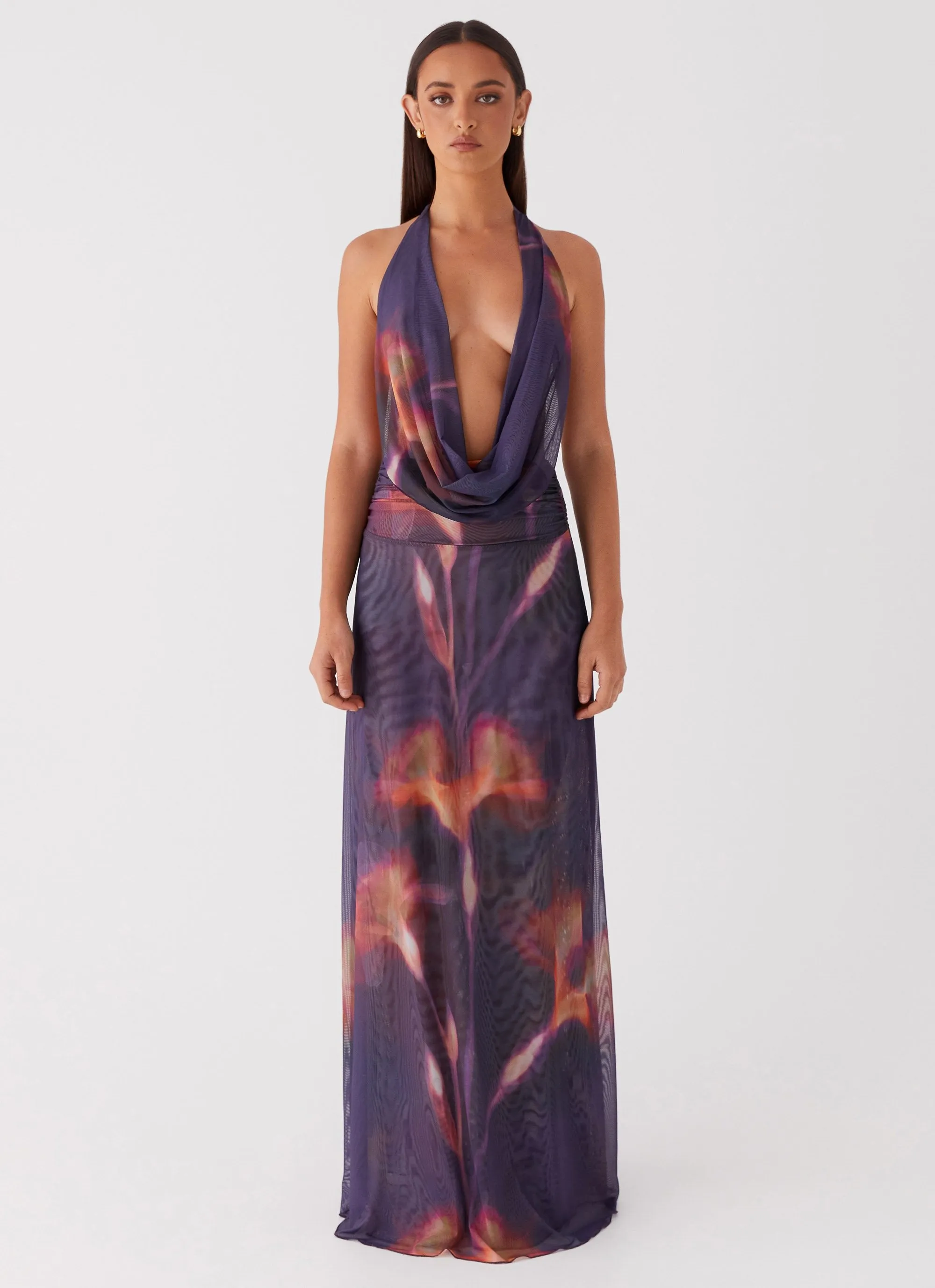 Elysia Mesh Maxi Dress - Midnight Bloom sold by Peppermayo product image thumbnail 2