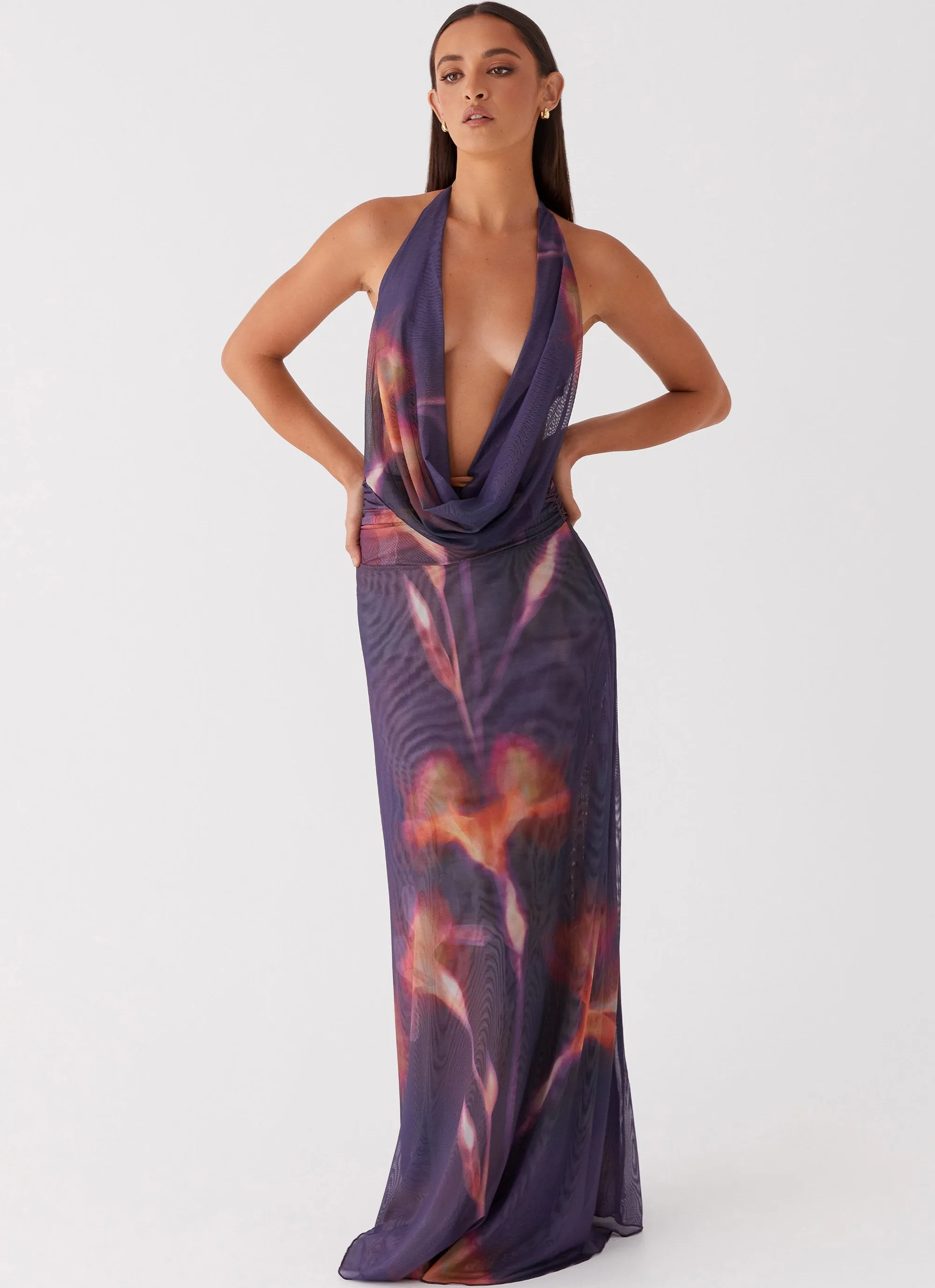 Elysia Mesh Maxi Dress - Midnight Bloom sold by Peppermayo product image thumbnail 5