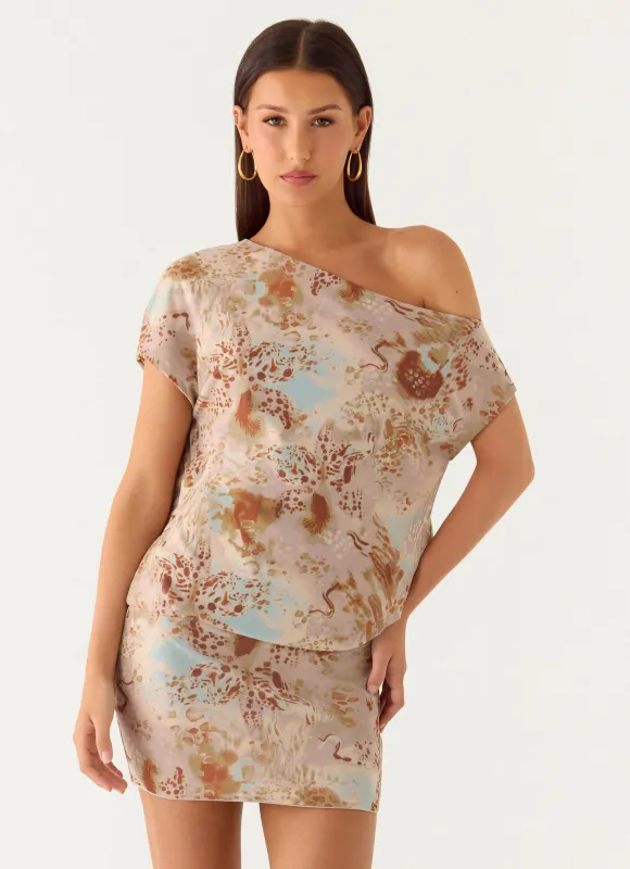 Cinema Mini Dress - Desert Blur sold by Peppermayo