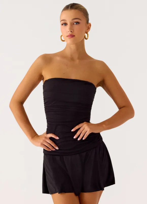 Meridella Strapless Mini Dress - Black sold by Peppermayo