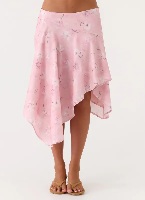 Kia Low Rise Asymmetrical Midi Skirt - Vintage Floral sold by Peppermayo