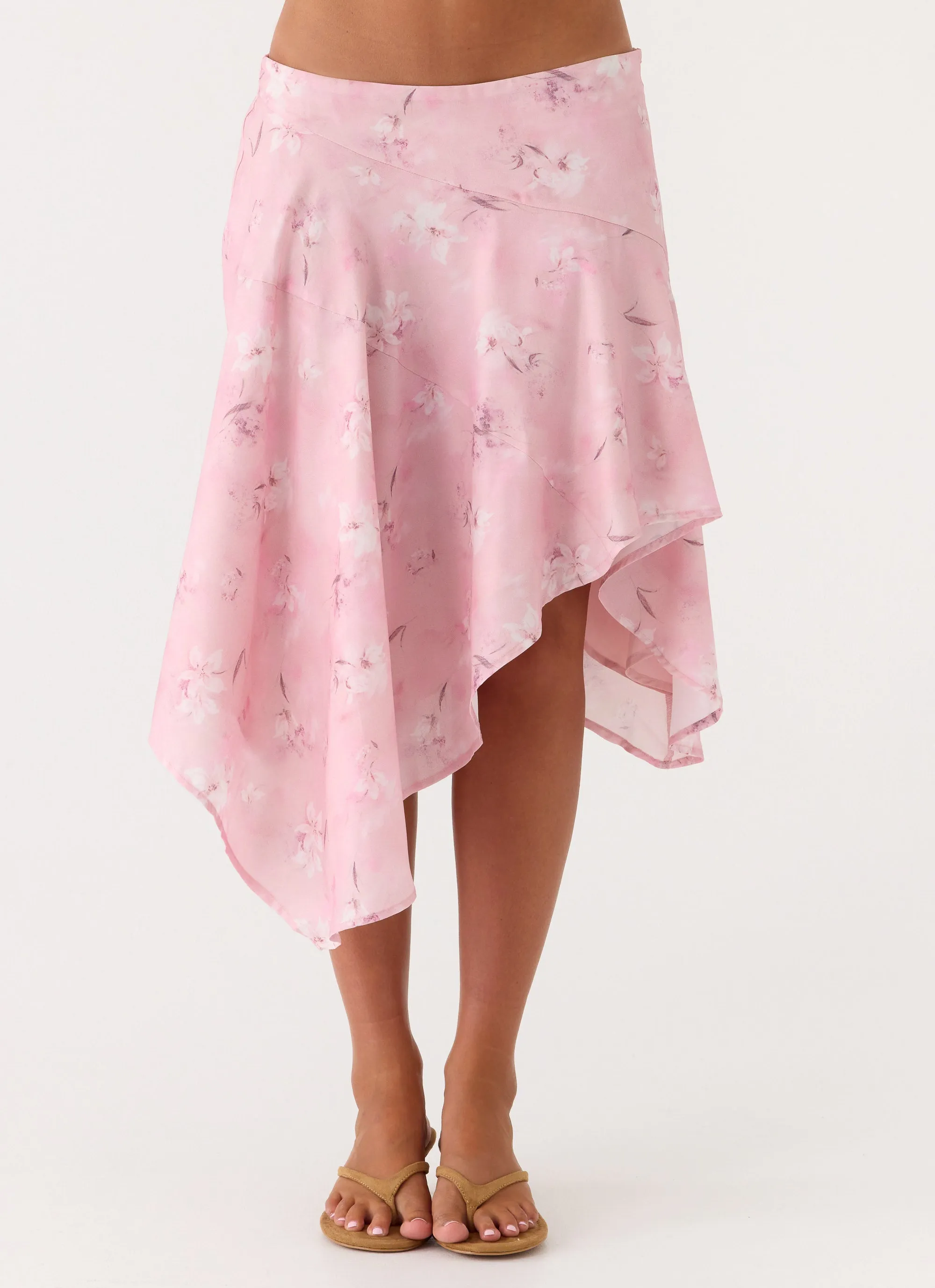 Kia Low Rise Asymmetrical Midi Skirt - Vintage Floral sold by Peppermayo