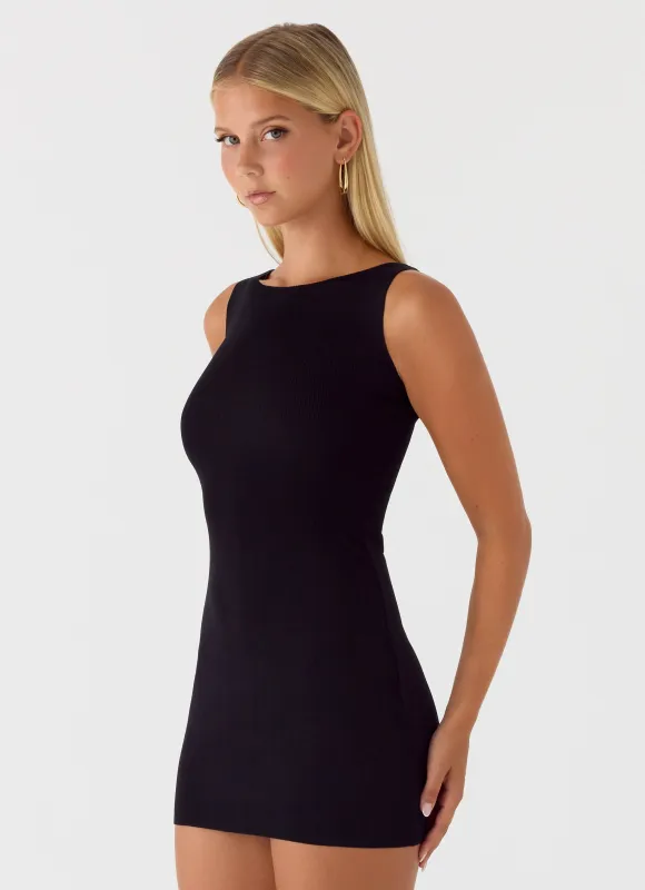 Amaris Knit Mini Dress - Black sold by Peppermayo