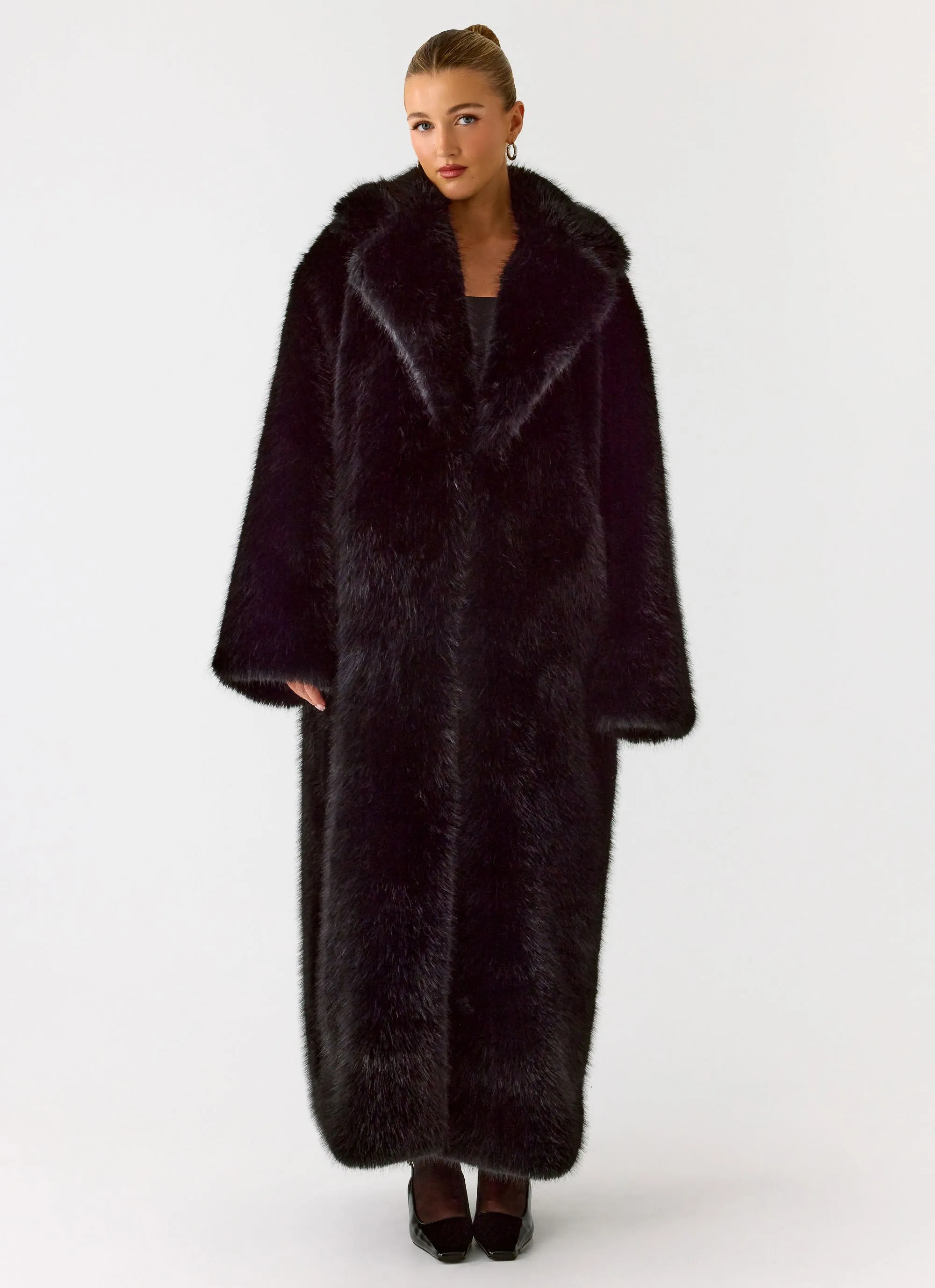 Kamil Faux Fur Maxi Coat - Black sold by Peppermayo product image thumbnail 5