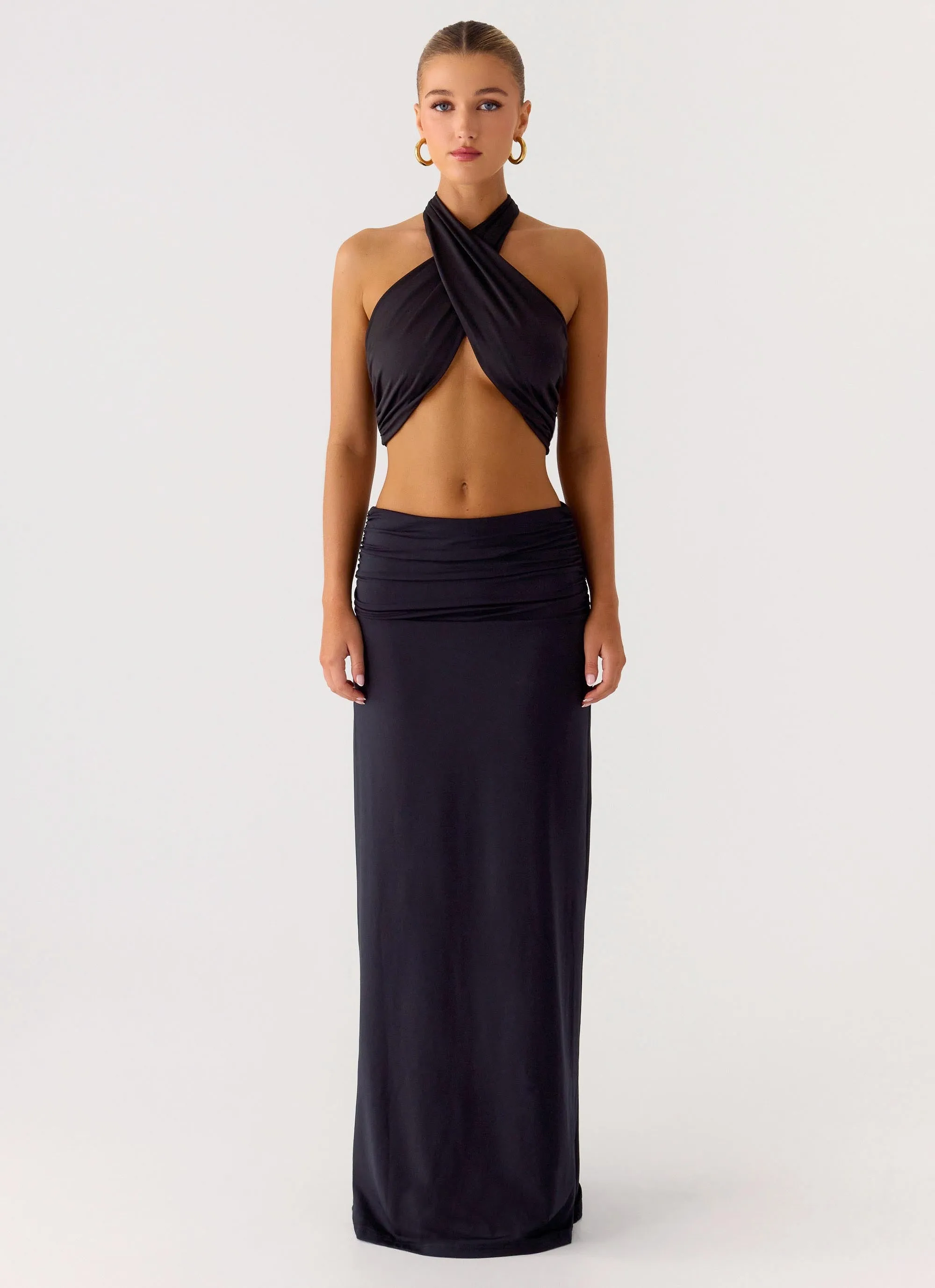 Elisabetta Maxi Skirt - Black sold by Peppermayo