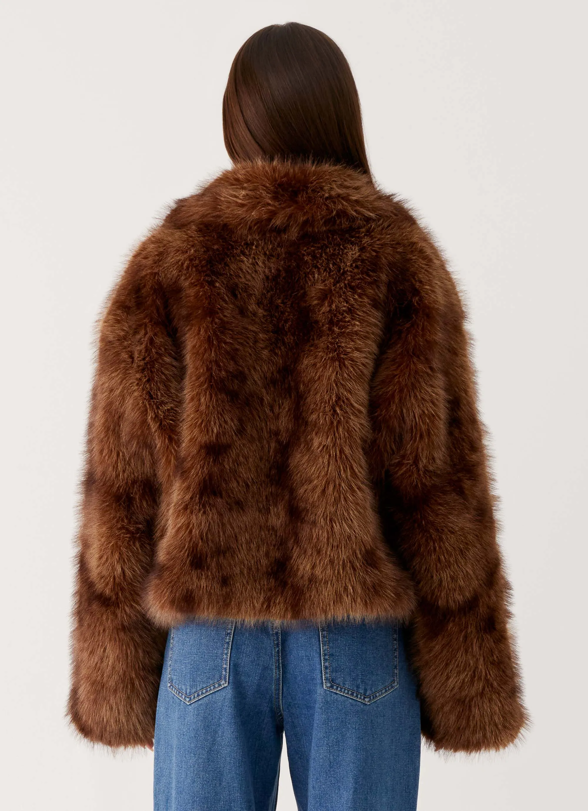 Miccy Cropped Faux Fur Coat - Chocolate sold by Peppermayo product image thumbnail 5