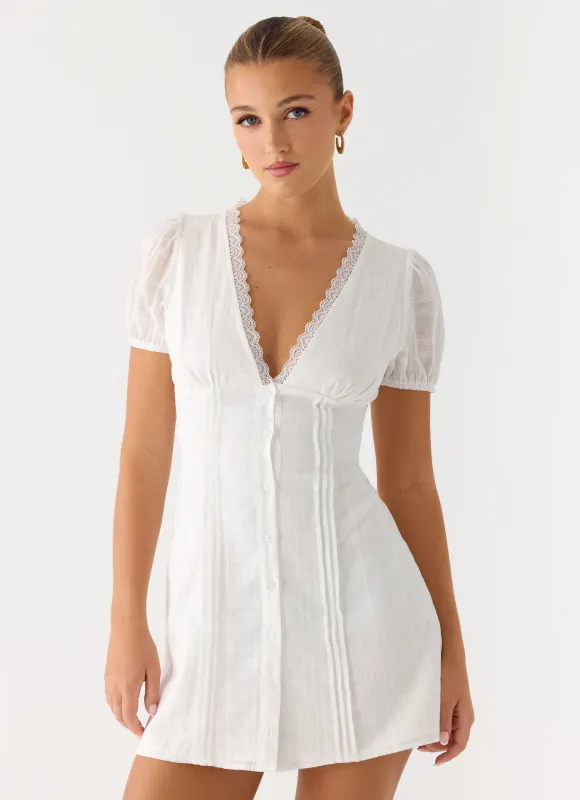 Sweet Lullaby Mini Dress - White made by Peppermayo
