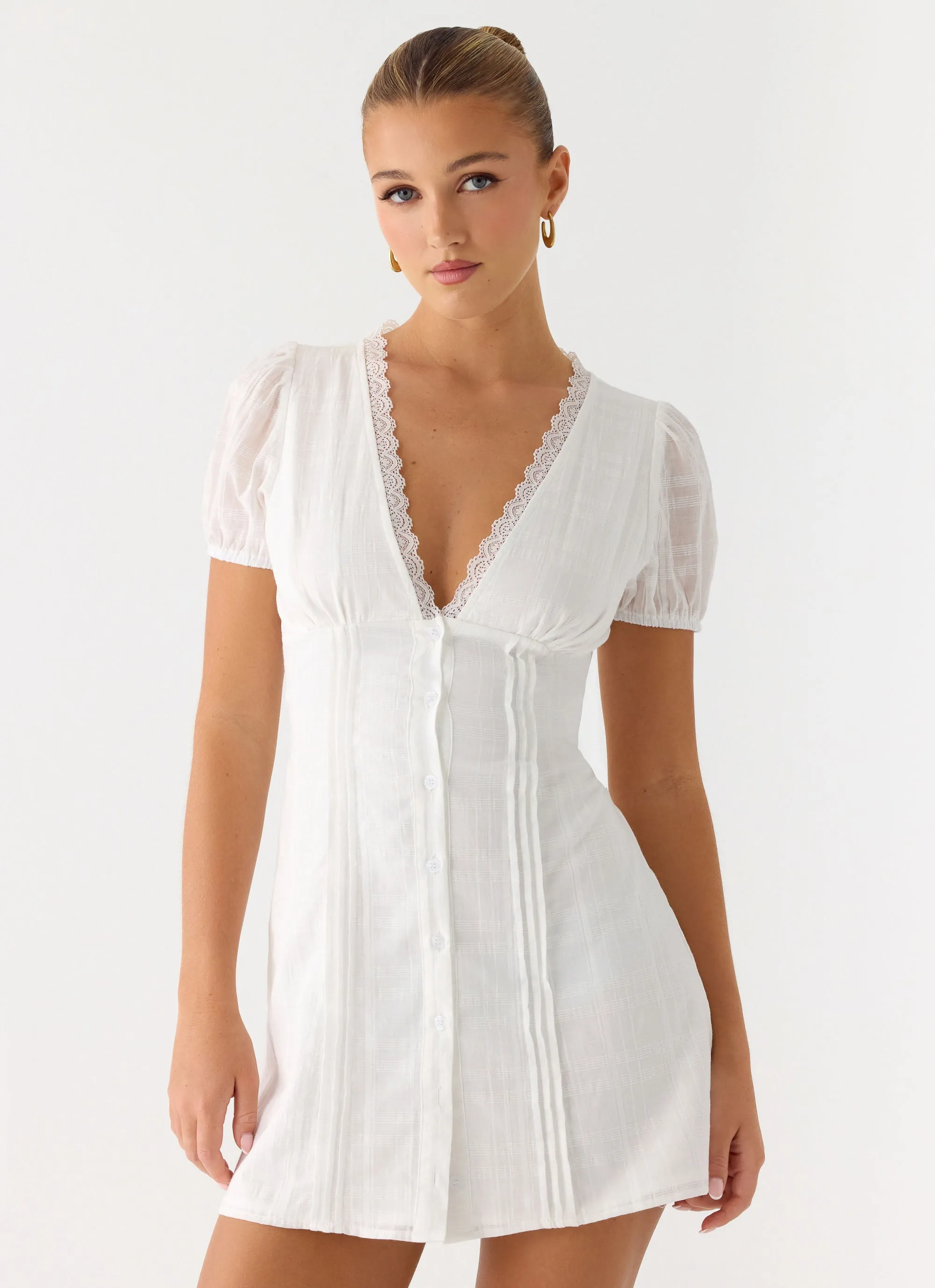 Sweet Lullaby Mini Dress - White sold by Peppermayo