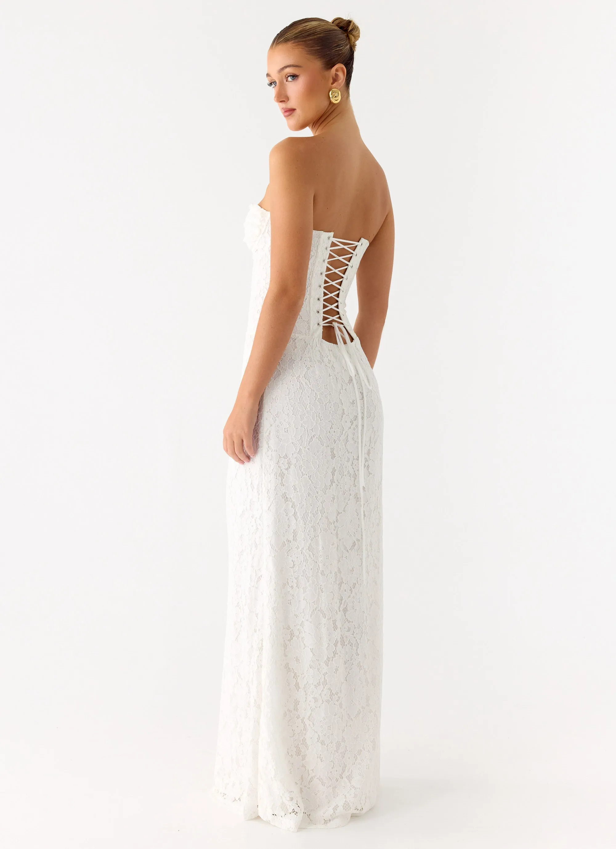 Already Know Lace Maxi Dress - White sold by Peppermayo