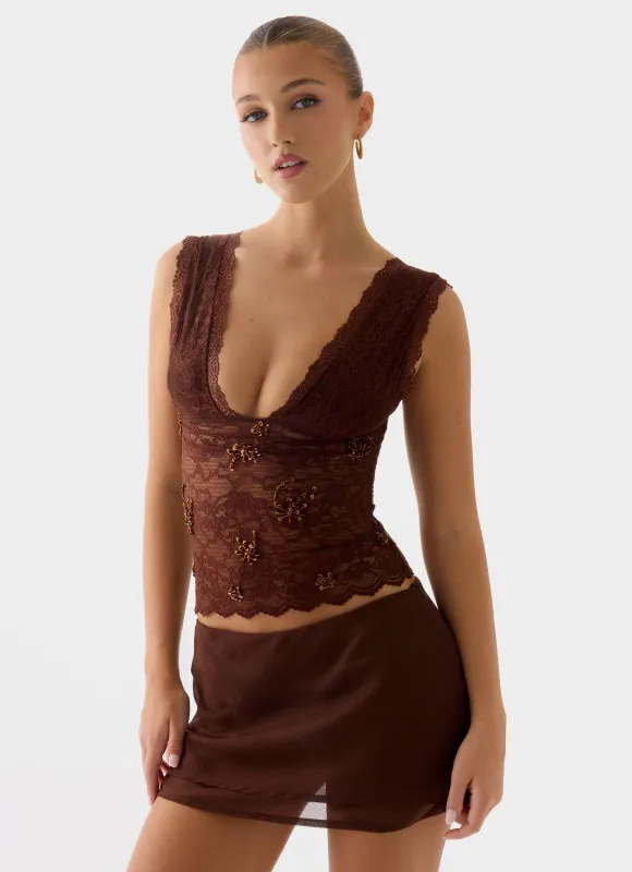 Sommers Lace Top - Chocolate made by Peppermayo