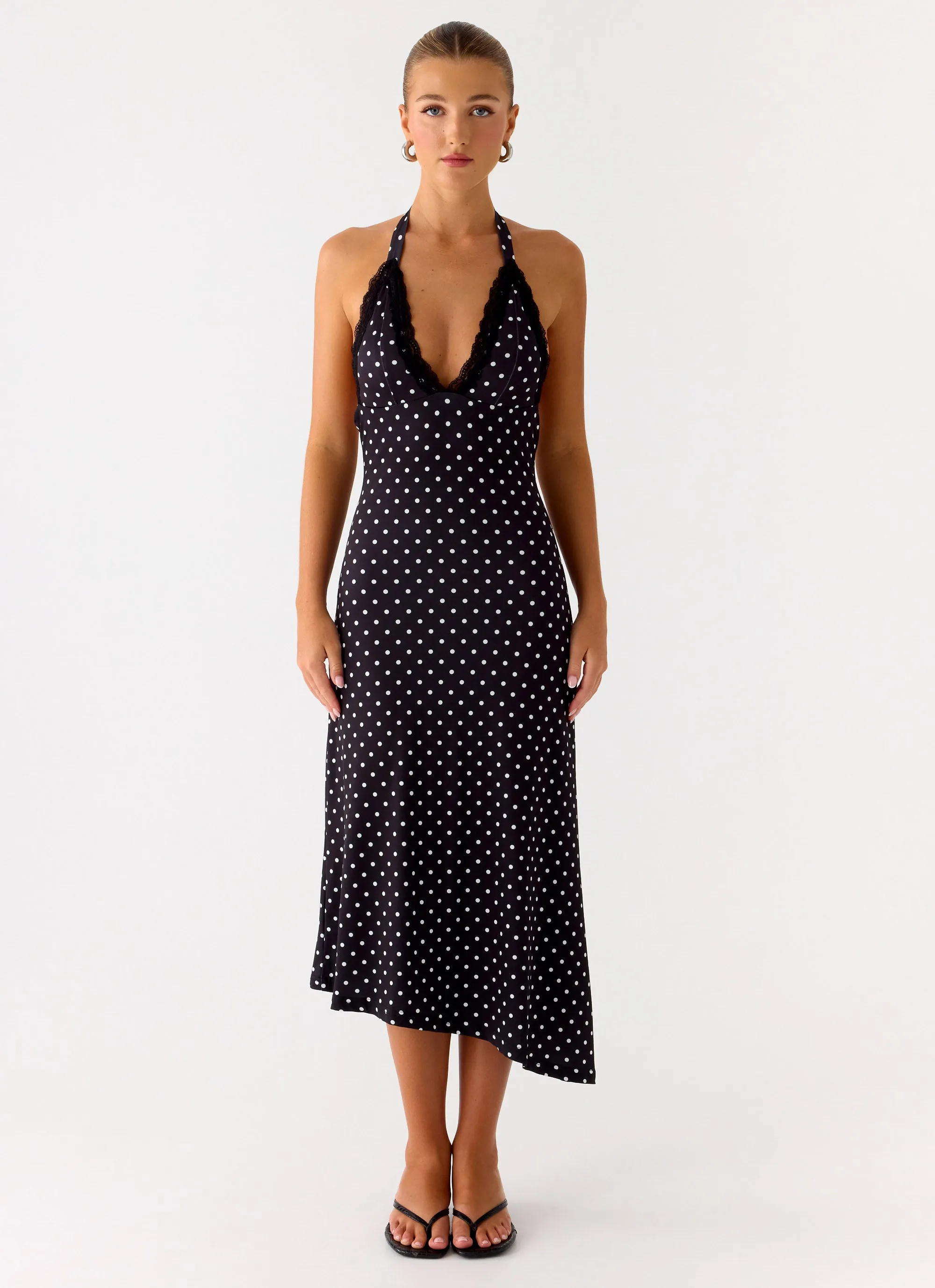 Illuminate Halter Midi Dress - Black Polkadot sold by Peppermayo product image thumbnail 3