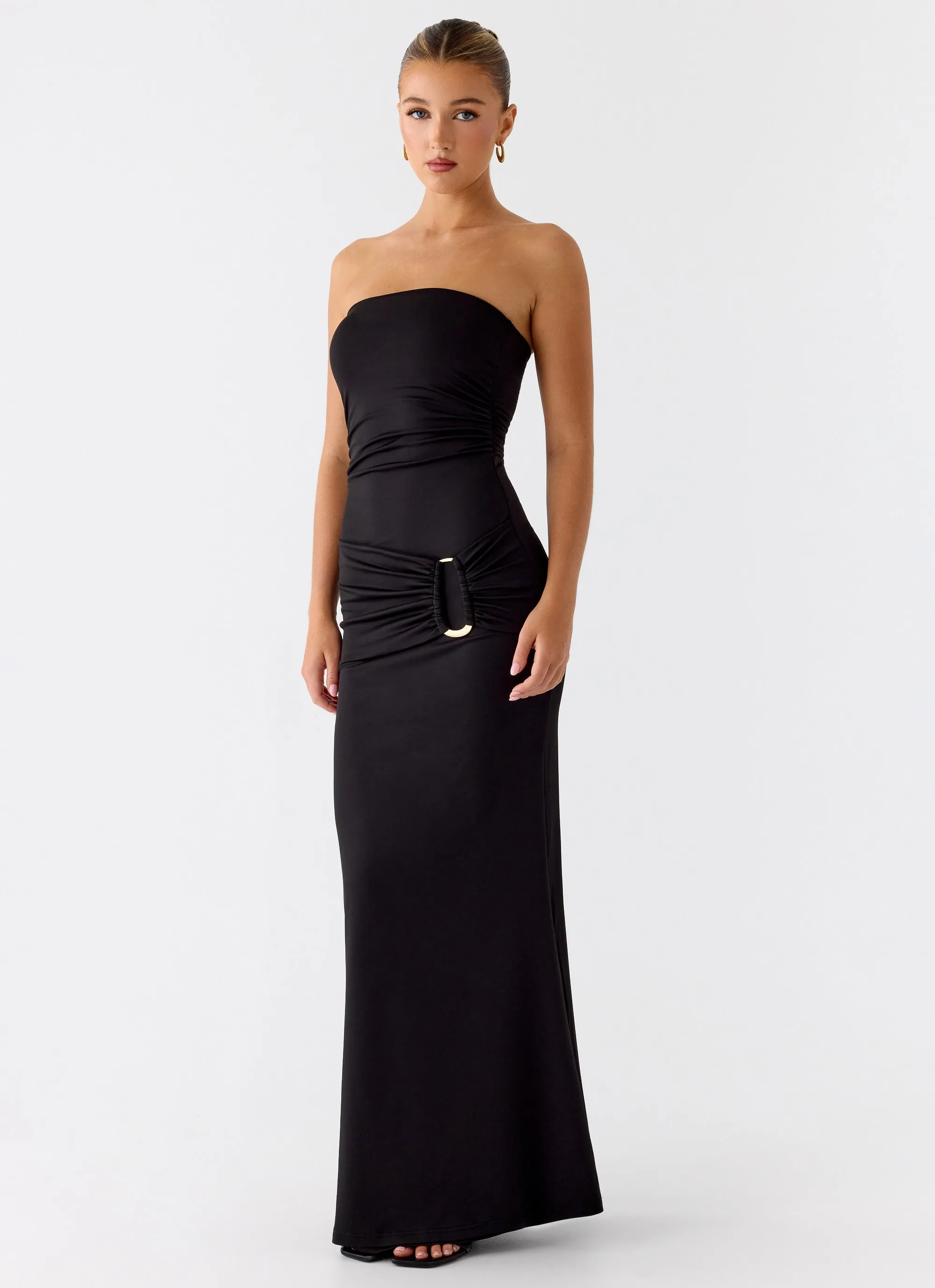 Metal Heart Strapless Maxi Dress - Black sold by Peppermayo product image thumbnail 5