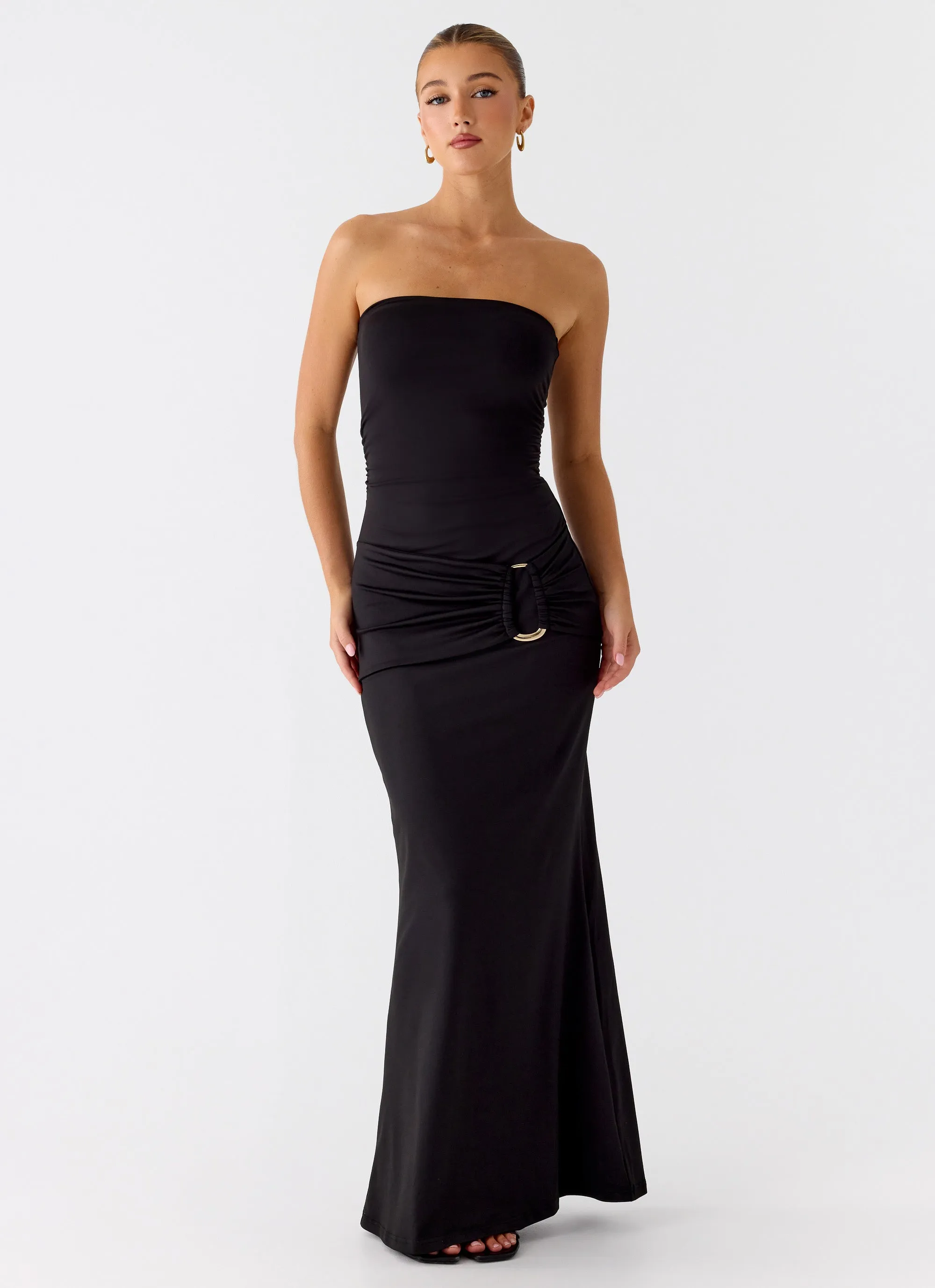 Metal Heart Strapless Maxi Dress - Black sold by Peppermayo product image thumbnail 4
