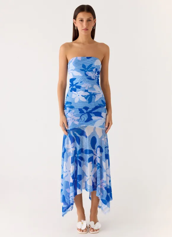 Lo Siento Midi Dress - Indigo Garden sold by Peppermayo