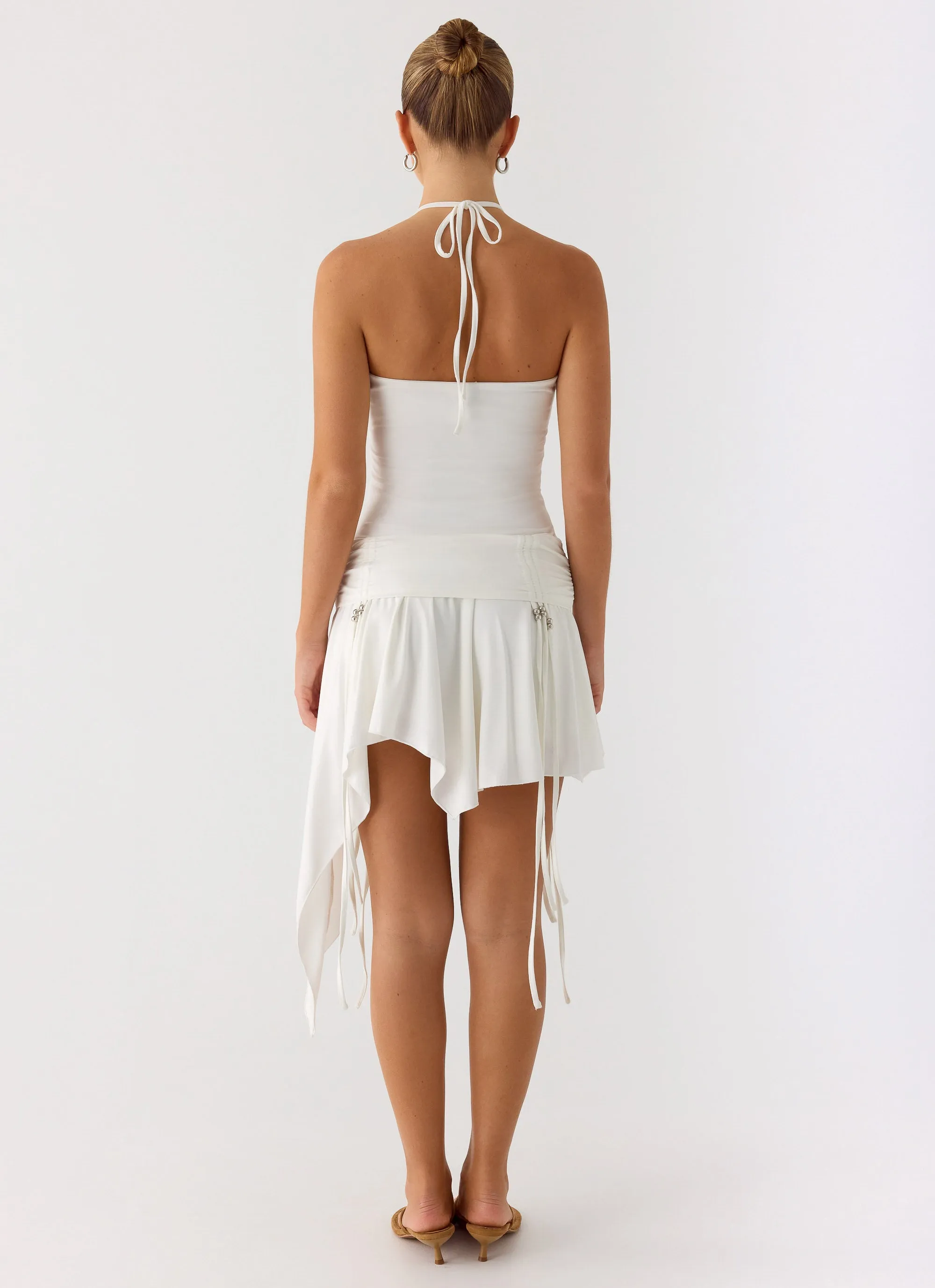 Khalida Jersey Halter Mini Dress - White sold by Peppermayo product image thumbnail 3