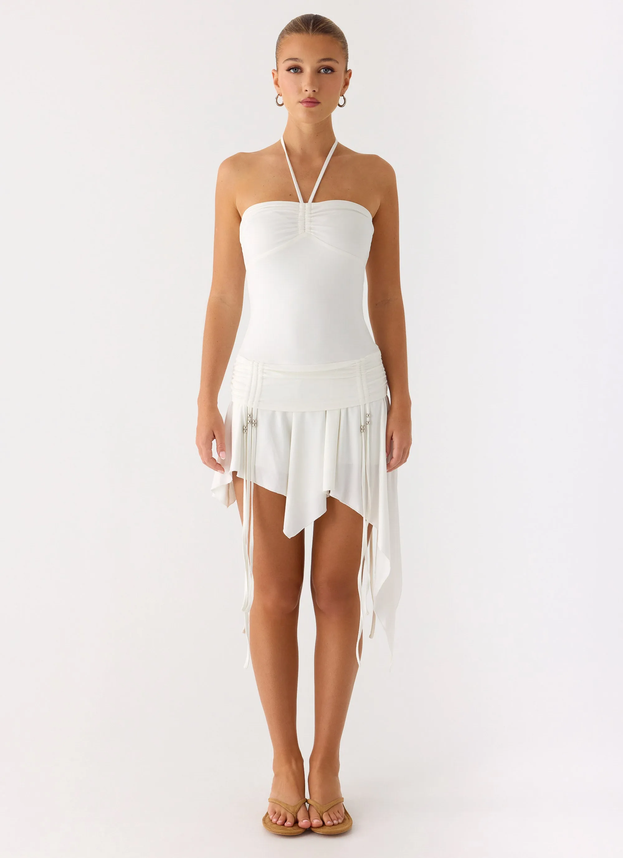 Khalida Jersey Halter Mini Dress - White sold by Peppermayo product image thumbnail 4