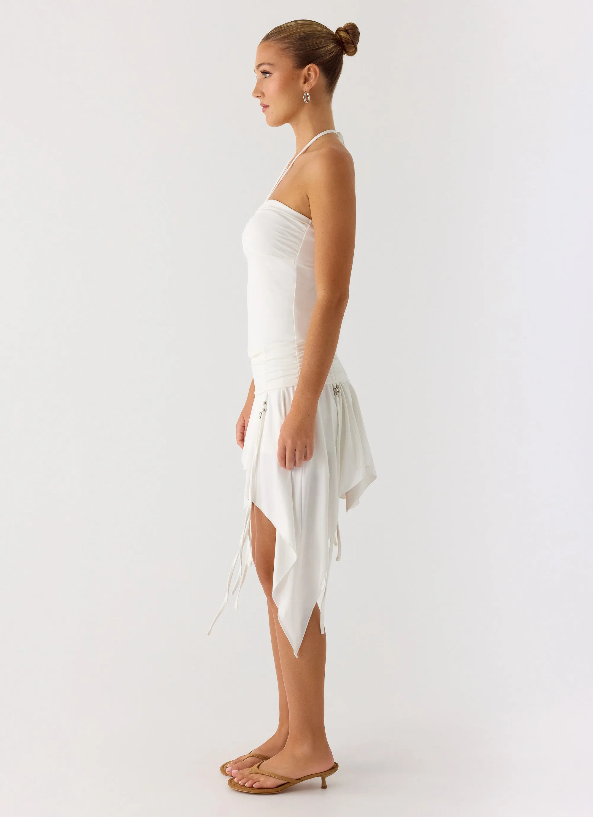Khalida Jersey Halter Mini Dress - White sold by Peppermayo product image thumbnail 2