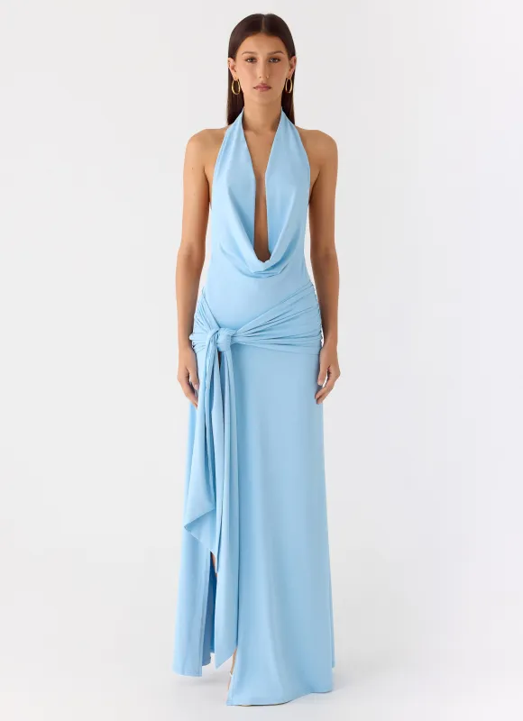 Rowan Ray Cowl Maxi Dress - Blue sold by Peppermayo