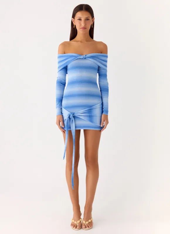 Gomez Bardot Knit Mini Dress - Cerulean sold by Peppermayo