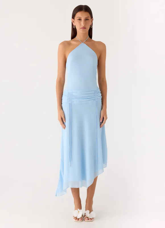 Becerra Chiffon Midi Dress - Blue sold by Peppermayo