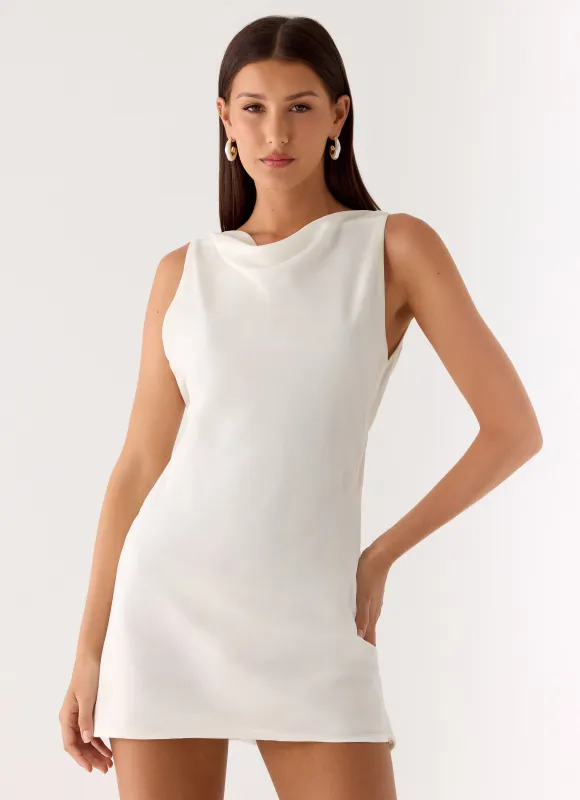 Tuscan Glow Chiffon Mini Dress - Ivory sold by Peppermayo