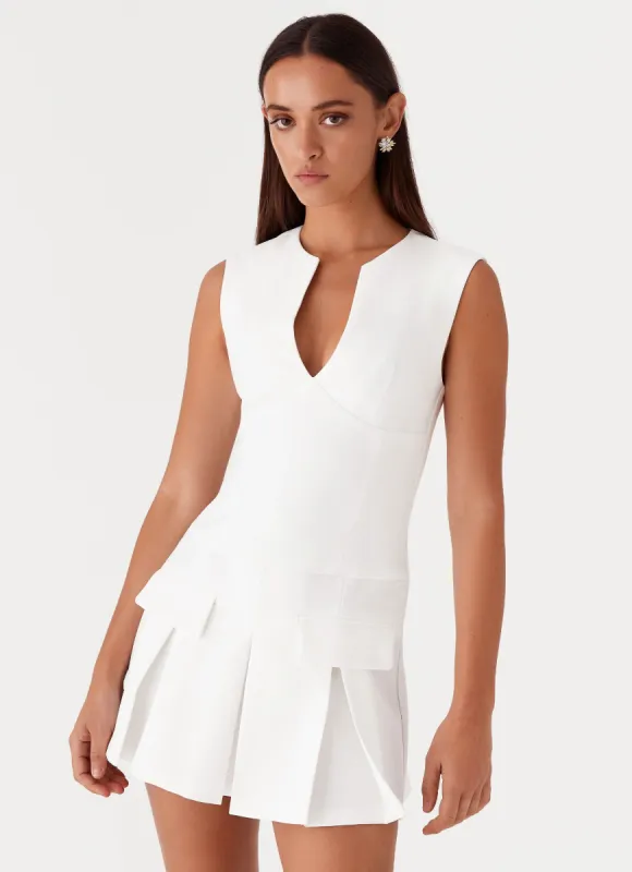 Cassia Mini Dress - White sold by Peppermayo