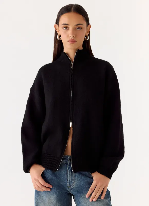 Davy Knit Zip Jacket - Black made by Peppermayo