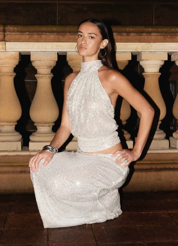 Willow Sequin Top - Silver sold by Peppermayo