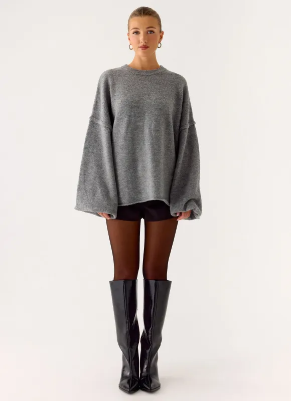 Jack Oversized Knit Sweater - Grey sold by Peppermayo