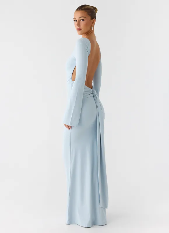 Midnight Song Long Sleeve Maxi Dress - Misty Blue sold by Peppermayo