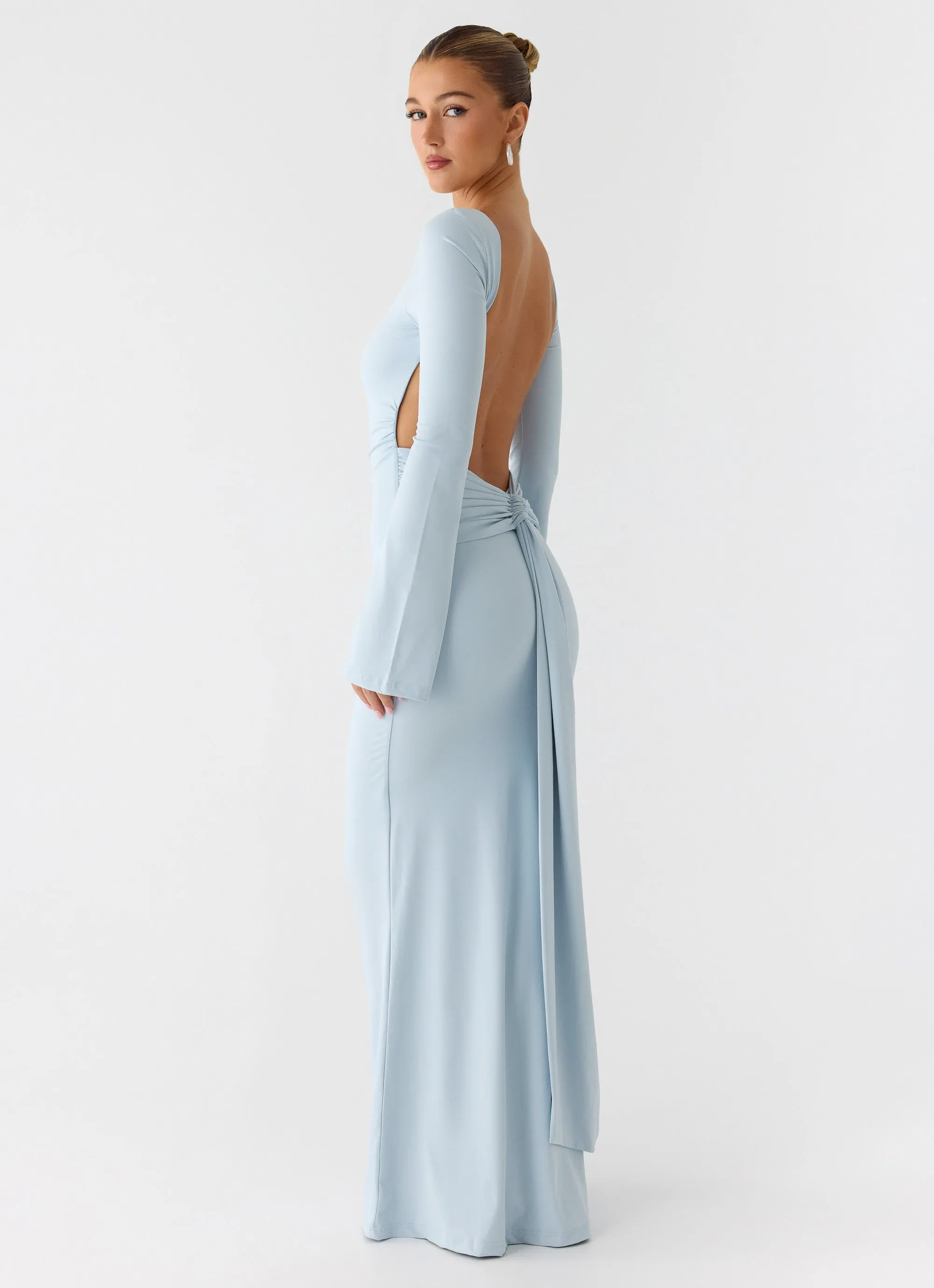 Midnight Song Long Sleeve Maxi Dress - Misty Blue sold by Peppermayo