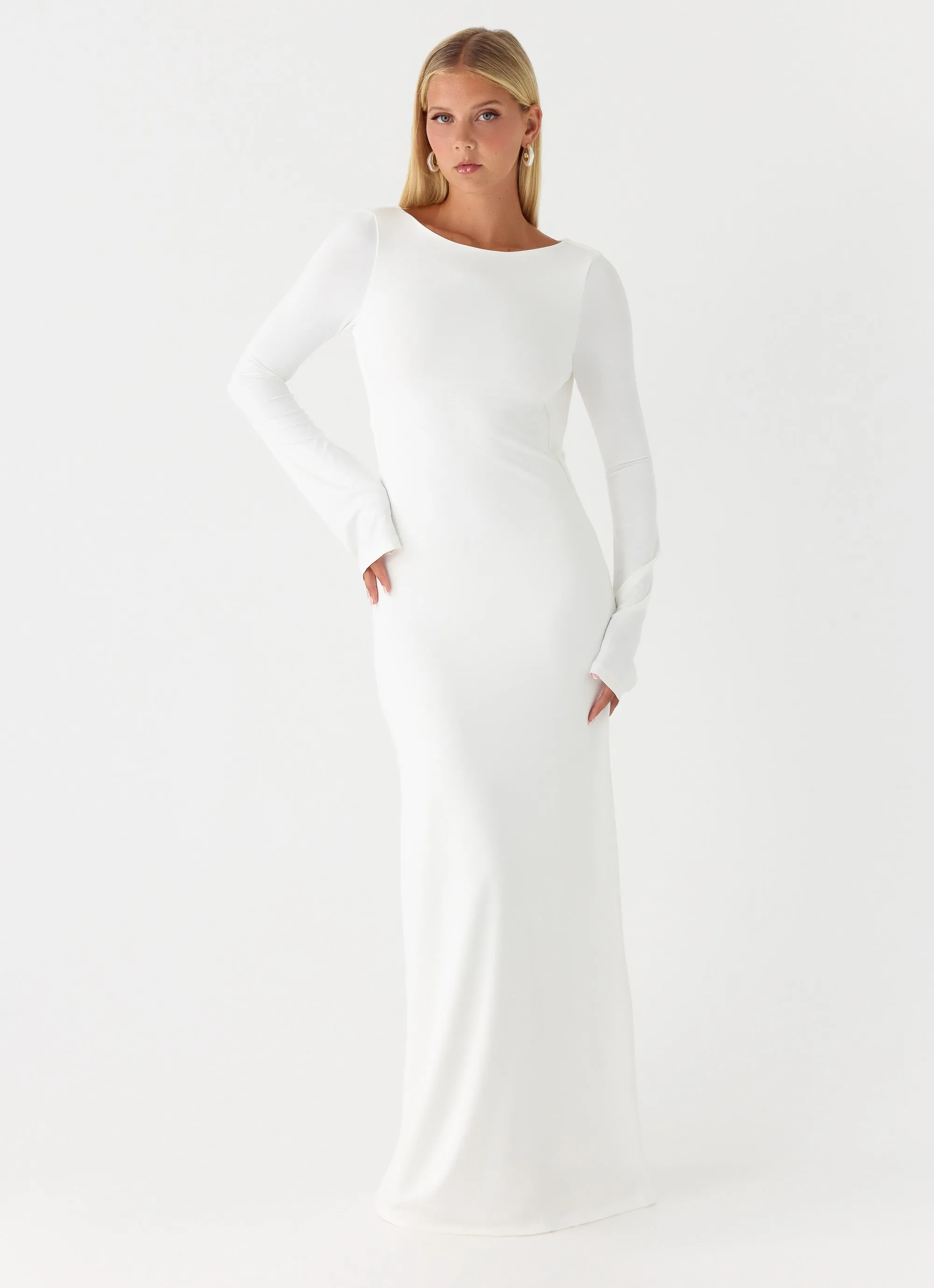 Elmont Long Sleeve Maxi Dress - White sold by Peppermayo product image thumbnail 4