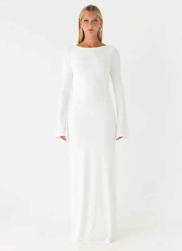 Elmont Long Sleeve Maxi Dress - White made by Peppermayo