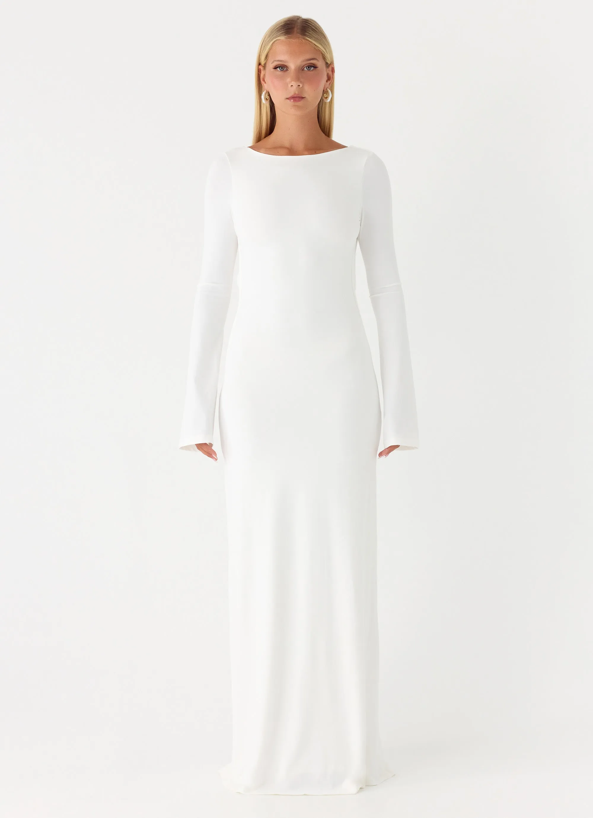 Elmont Long Sleeve Maxi Dress - White sold by Peppermayo