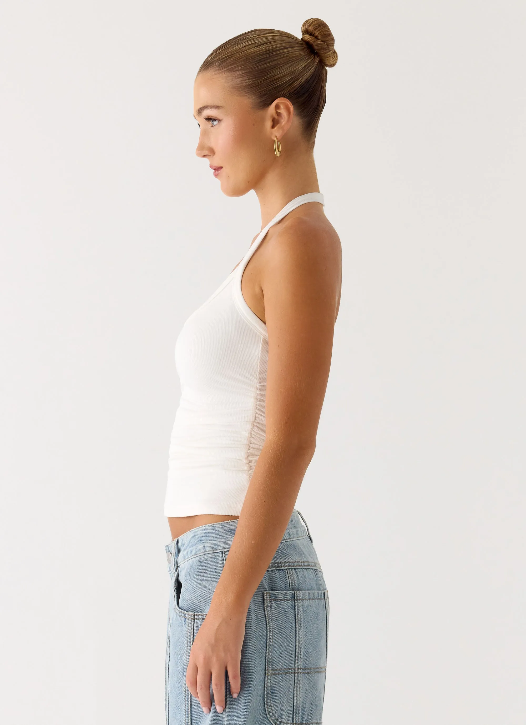 Naturi Ribbed Halter Top - White sold by Peppermayo product image thumbnail 2