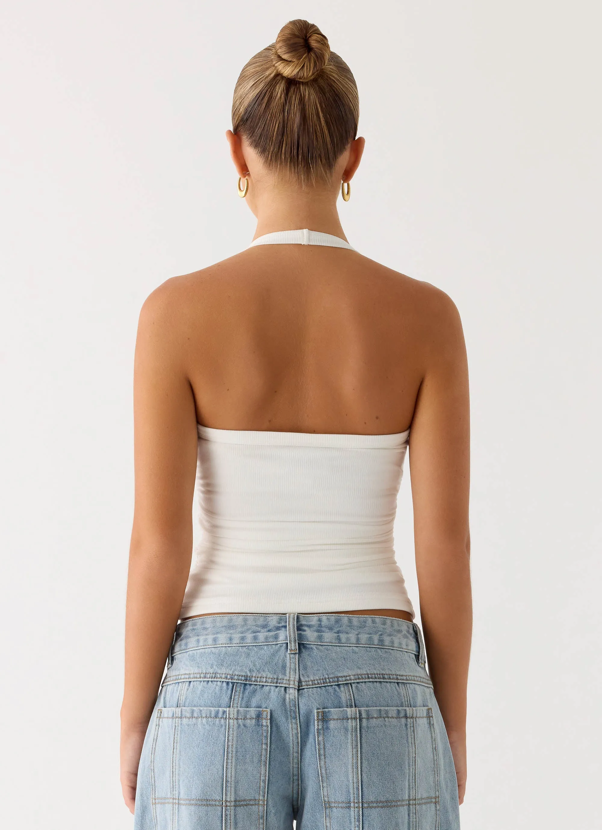 Naturi Ribbed Halter Top - White sold by Peppermayo product image thumbnail 4