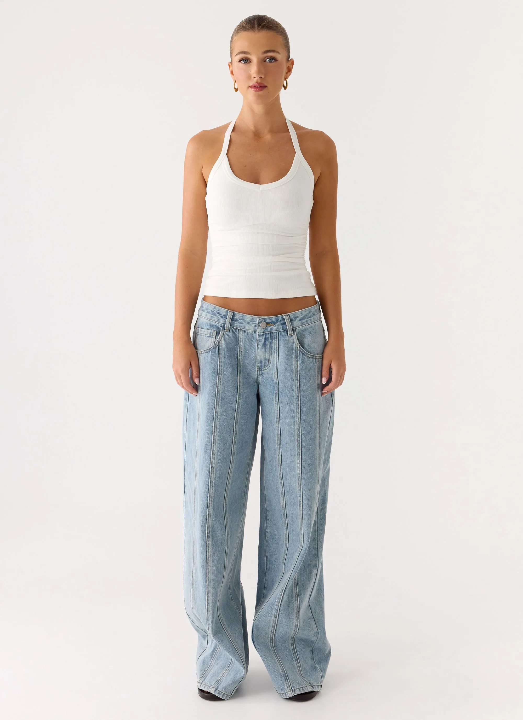 Naturi Ribbed Halter Top - White sold by Peppermayo product image thumbnail 3