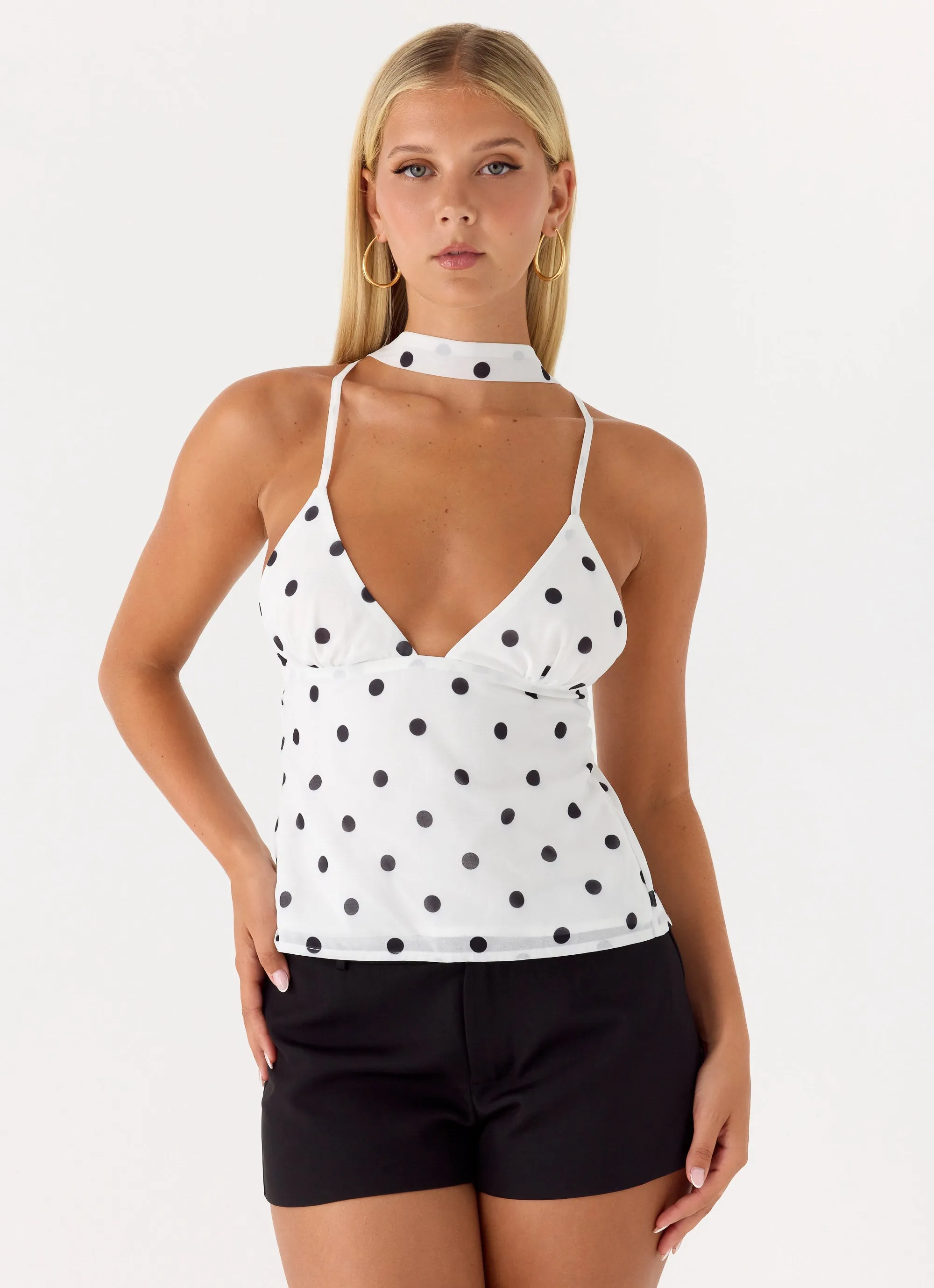Quiero Backless Top - White Polka Dot sold by Peppermayo product image thumbnail 2