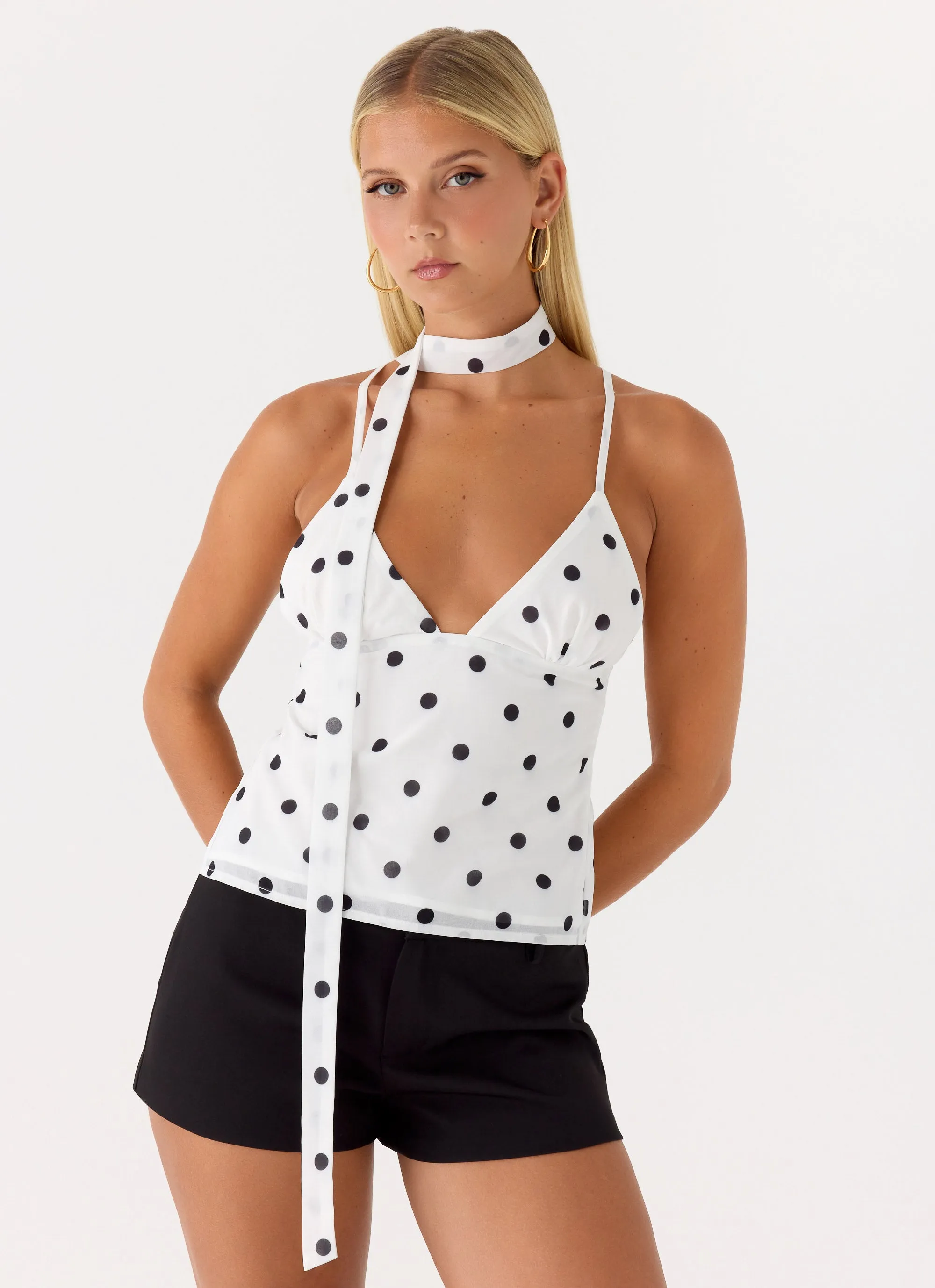 Quiero Backless Top - White Polka Dot sold by Peppermayo product image thumbnail 3